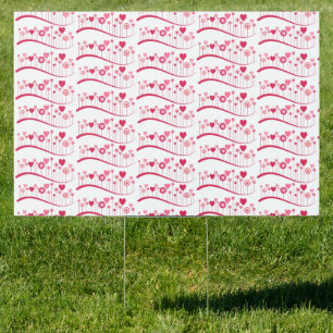 Happy Valentine's Day Yard Sign Pink Red Hearts