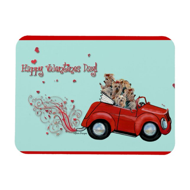 Happy Valentine's Day Yorkies Magnet (Horizontal)