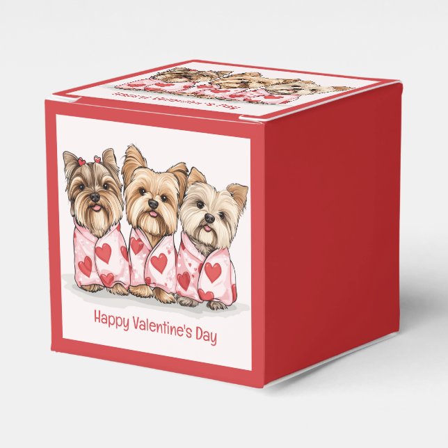 Happy Valentines Day Yorkshire Terrier Dogs Favor Boxes (Front Side)