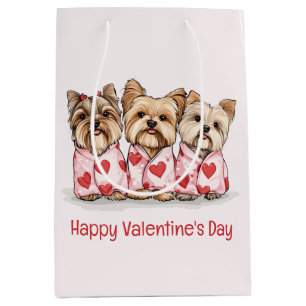 Happy Valentines Day Yorkshire Terrier Dogs Medium Gift Bag