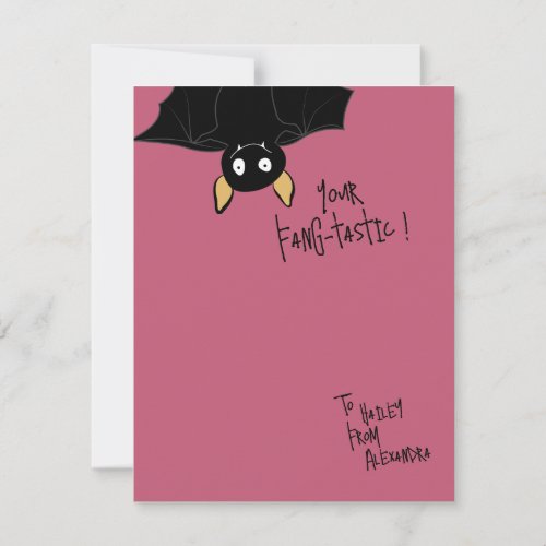 Happy Valentines Day  Your Fangtastic  Bat Pun Note Card