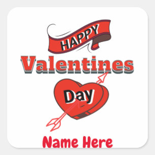 Happy Valentines Day's Personalized Name Gift Square Sticker