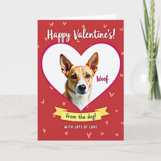Happy Valentines Dog Woof Card (Front)