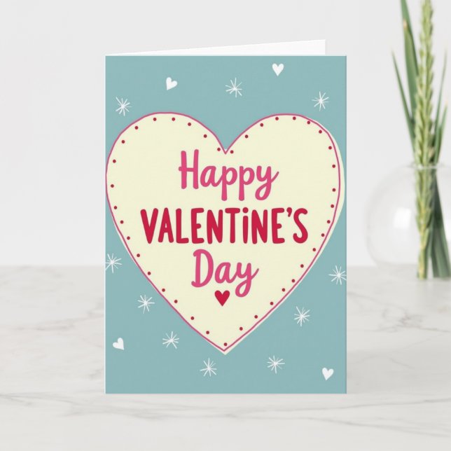 Happy Valentines Dotted Heart Card (Front)
