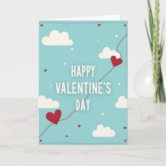 Happy Valentines Dotted Heart Matte Card (Front)