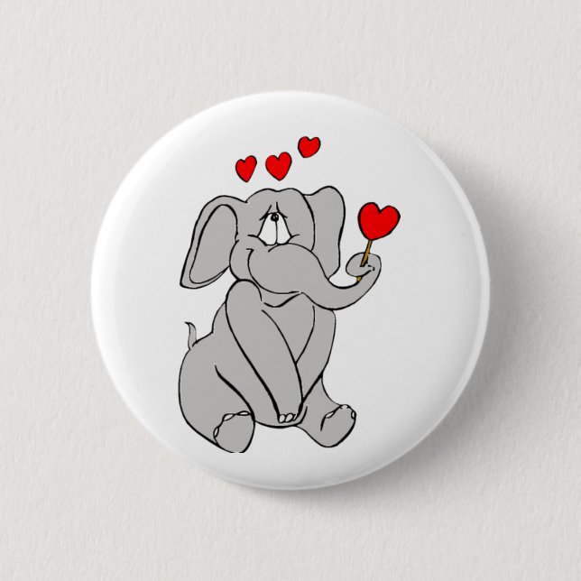 Happy Valentines Elephant Pinback Button (Front)