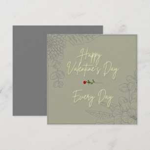 Happy Valentine's Flowers Gray Embossed Red Rose Note Card