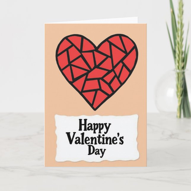 Happy Valentines Geometric Heart Card (Front)