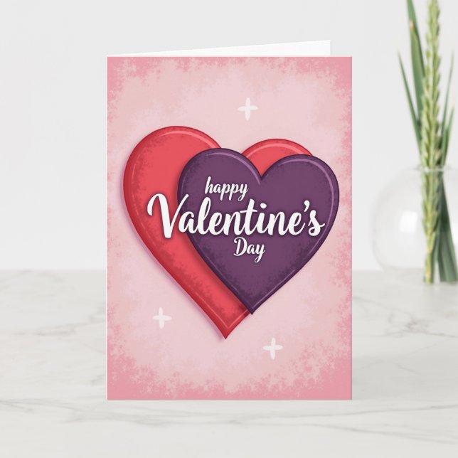 Happy Valentines Glitter Heart Card (Front)