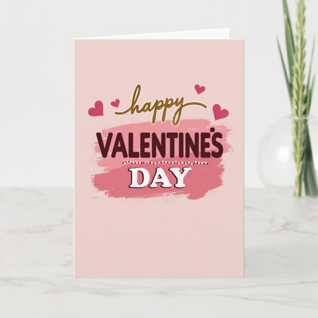 Happy Valentines Glitter Hearts Card (Front)