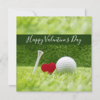 Happy Valentine's golfer with love and golf ball Holiday Card