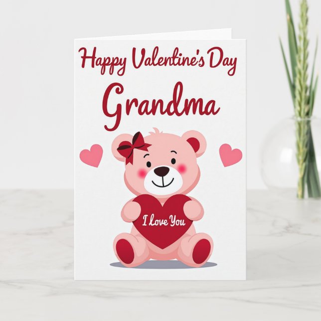 Happy Valentines Grandma Teddy Card (Front)