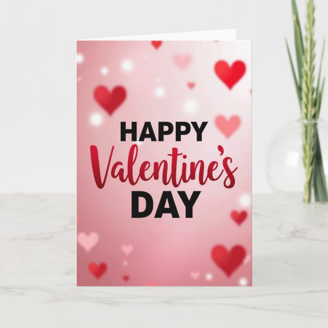 Happy Valentines Heart Bokeh Card (Front)
