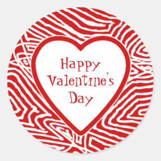 Happy Valentines Heart Classic Round Sticker