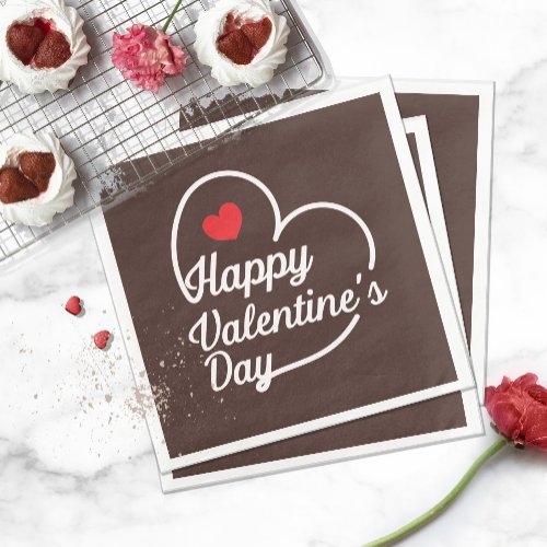 Happy Valentines Heart Swash ID734 Paper Dinner Napkins