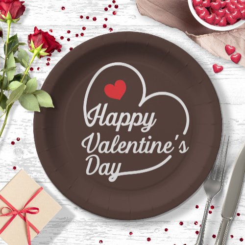 Happy Valentines Heart Swash ID734 Paper Plates