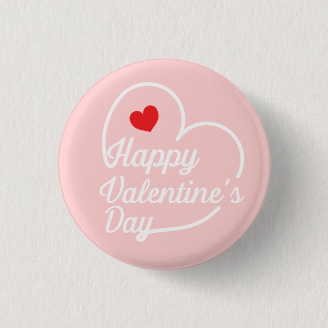 Happy Valentine's Heart Swash Pinback Button (Front)