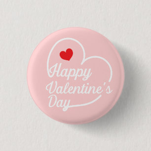 Happy Valentine's Heart Swash Pinback Button