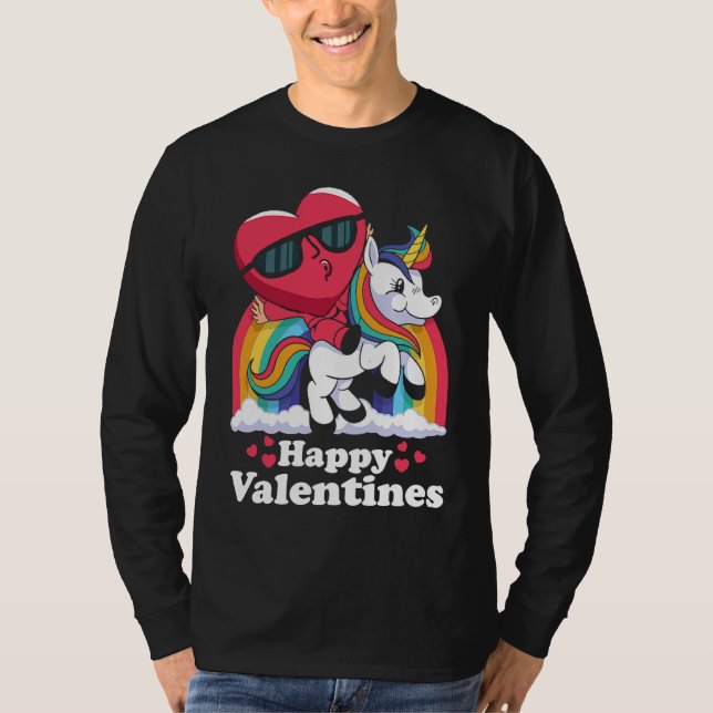 Happy Valentines Heart Unicorn T-Shirt (Front)
