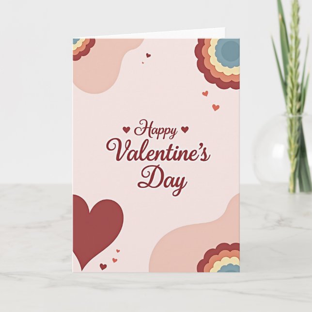 Happy Valentines Hearts Layered Card (Front)