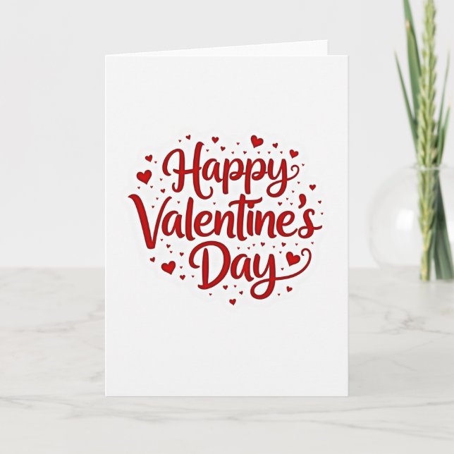 Happy Valentines Hearts Shimmer Card (Front)