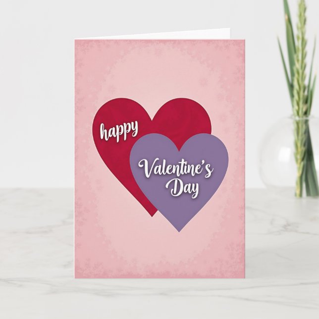 Happy Valentines Hearts Textured Card (Front)