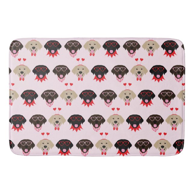Happy Valentines Labrador Retriever Dogs Bath Mat (Front)