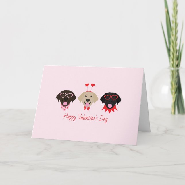 Happy Valentines Labrador Retriever Dogs Holiday Card (Front)