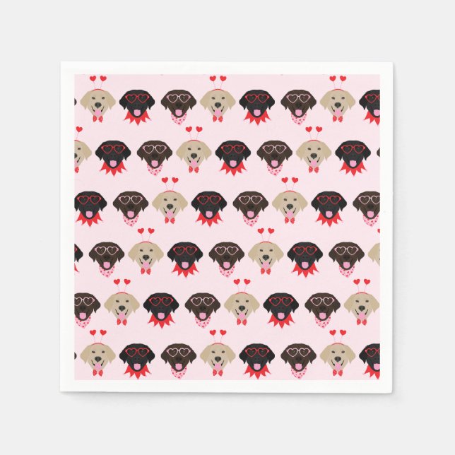 Happy Valentines Labrador Retriever Dogs Napkins (Front)