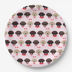 Happy Valentines Labrador Retriever Dogs Paper Plates