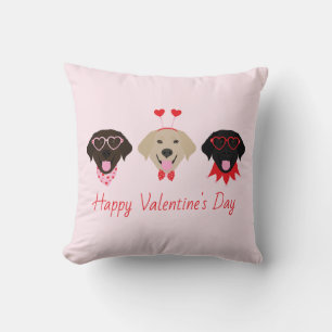 Happy Valentines Labrador Retriever Dogs Throw Pillow