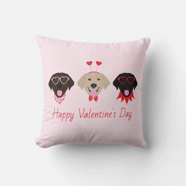 Happy Valentines Labrador Retriever Dogs Throw Pillow (Front)