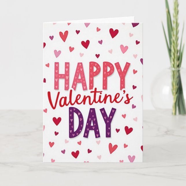 Happy Valentines Layered Hearts Card (Front)