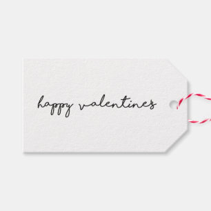 Happy Valentines   Minimalist Modern Black & White Gift Tags