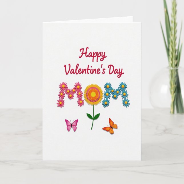 Happy Valentines Mom Flower Card (Front)