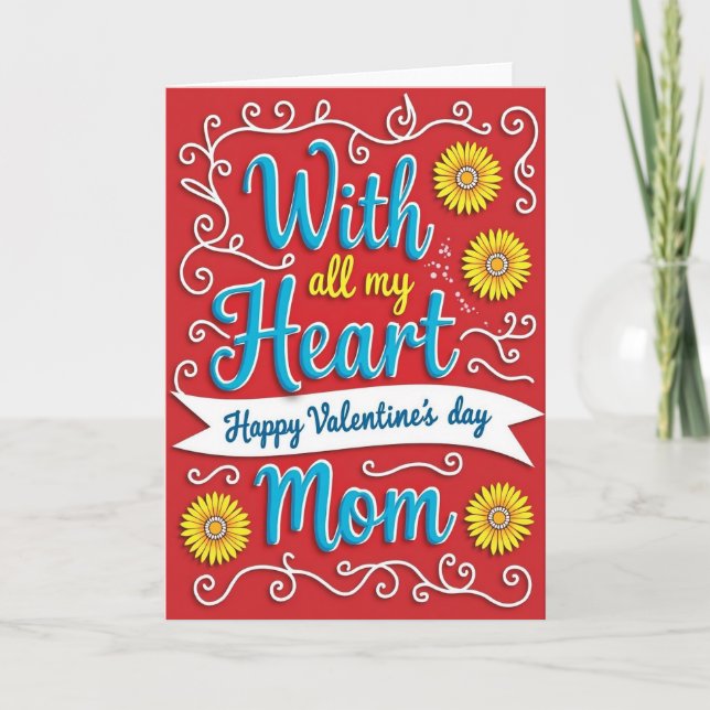 Happy Valentines Mom Heart Card (Front)