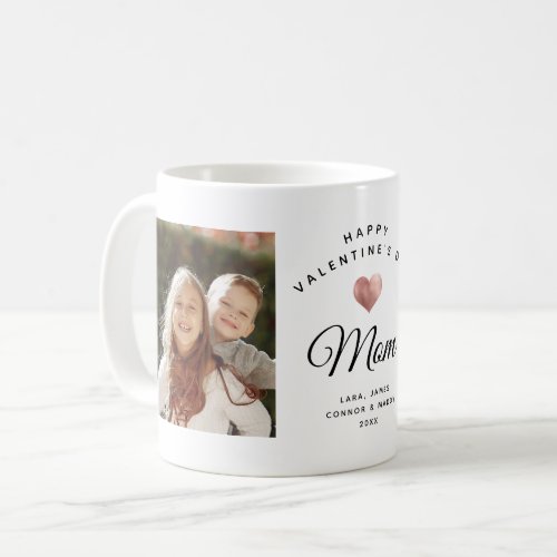 Happy Valentines Mom Modern Photo Rose Gold Heart Coffee Mug