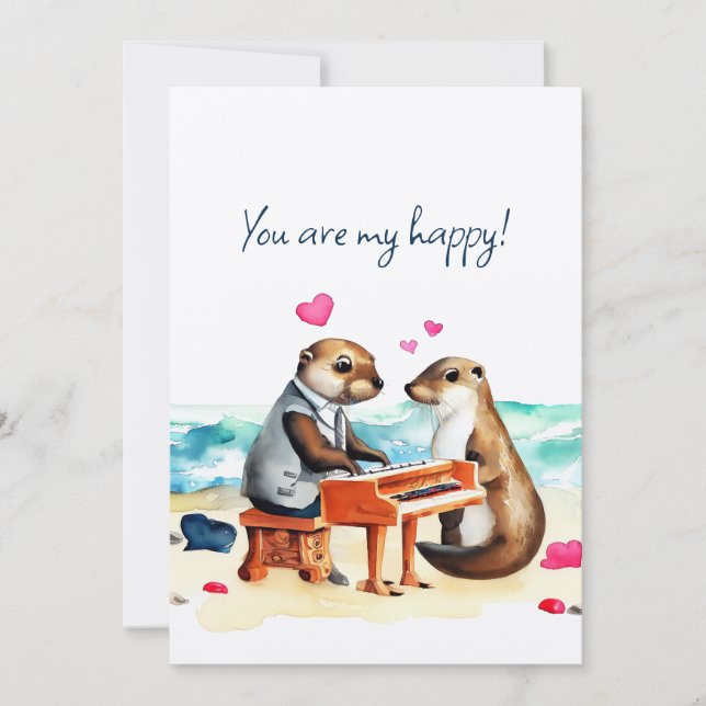 Happy Valentines Otter Holiday Card (Front)