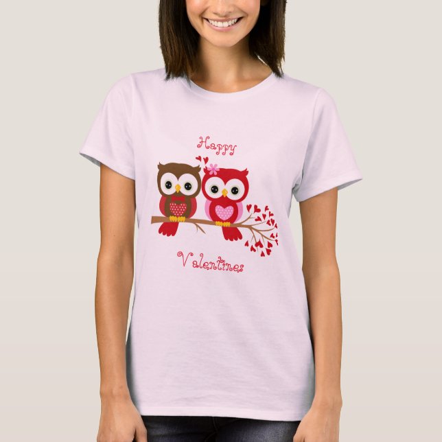 Happy Valentines Owl Love T-Shirt (Front)
