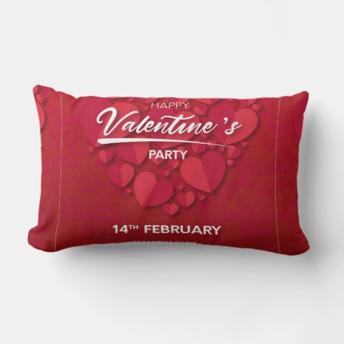 Happy Valentines Party Lumbar Pillow