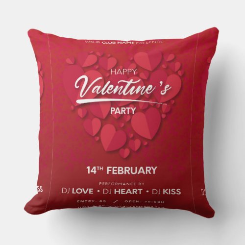 Happy Valentines Party Throw Pillow