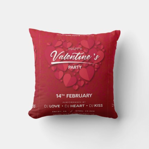 Happy Valentines Party Throw Pillow