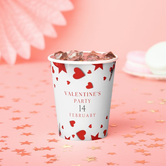 Happy Valentine's Party with a red heart Paper Cups (Insitu)