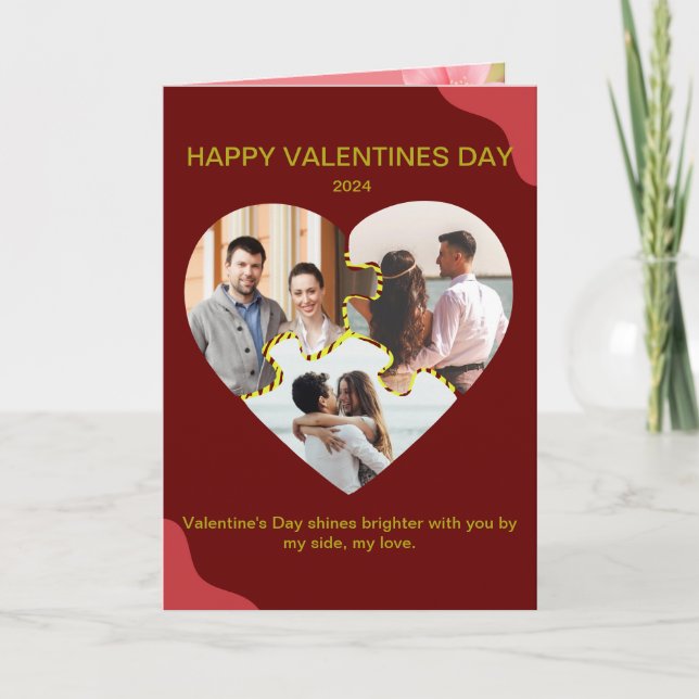 Happy Valentines Photo Folded Greeting Card (Front)