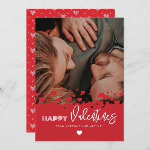 Happy Valentines Photo Red Hearts Couple Family Holiday Card