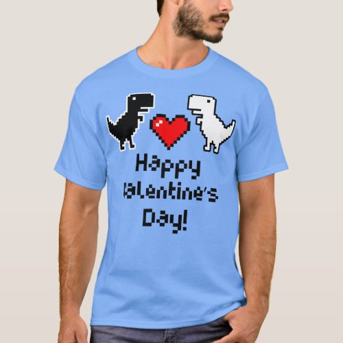 Happy Valentines Pixel Dinosaurs TShirt