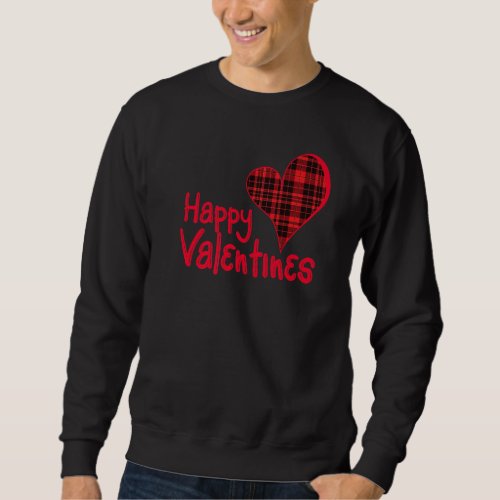 Happy Valentines Plaid Buffalo Heart For Men Women Sweatshirt
