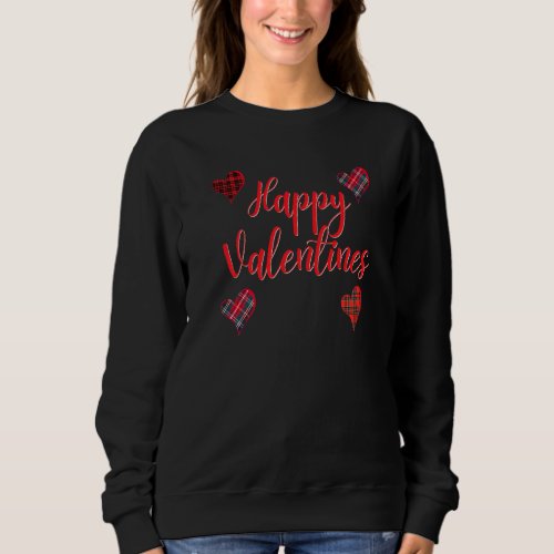 Happy Valentines Plaid Buffalo Heart For Women Kid Sweatshirt
