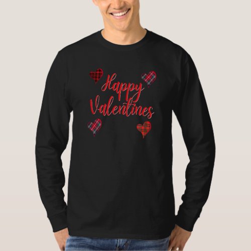 Happy Valentines Plaid Buffalo Heart For Women Kid T_Shirt