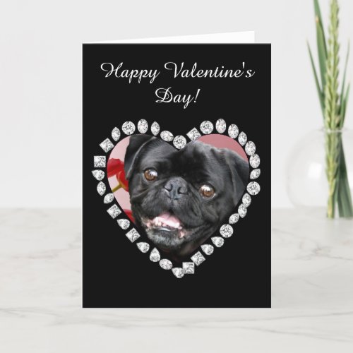 Happy Valentines Pug Dog greeting card